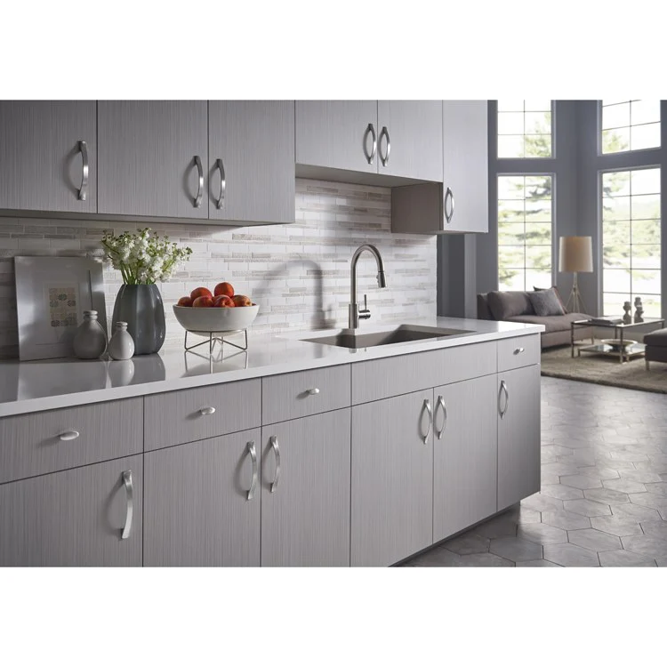 Pull Nouveau III Crest Brushed Satin Nickel Zinc Alloy 6-1/4 Inch 8-2/3x3/4x1 Inch - Frankwebs