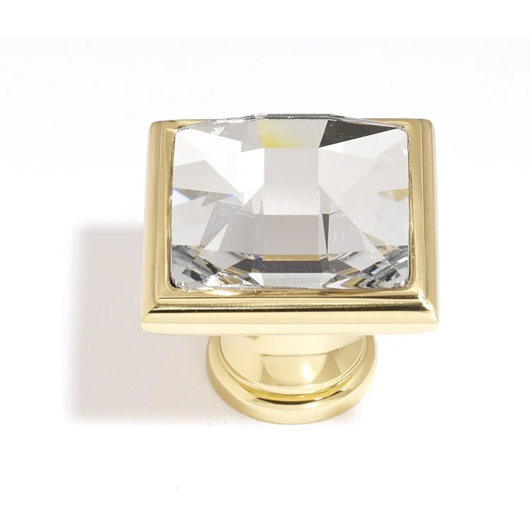 Knob Swarovski Crystal Square Crystal Polished Brass Brass 1-1/4 Inch 1-1/4 Inch 3/4 Inch - Frankwebs
