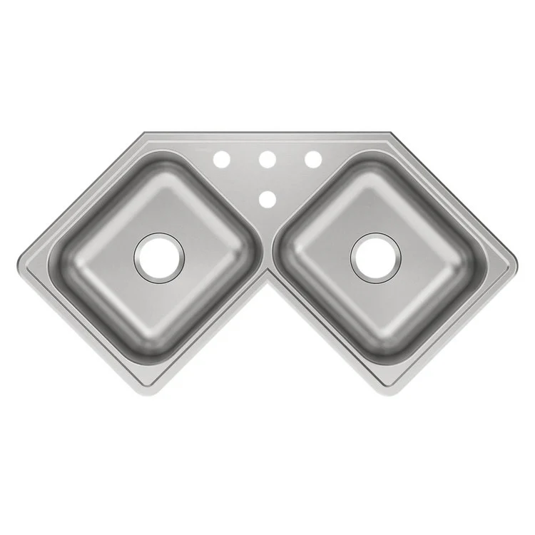 Kitchen Sink Dayton 32 x 32 Inch Double Bowl Equal Corner 4 Hole Elite Satin Corner - Frankwebs