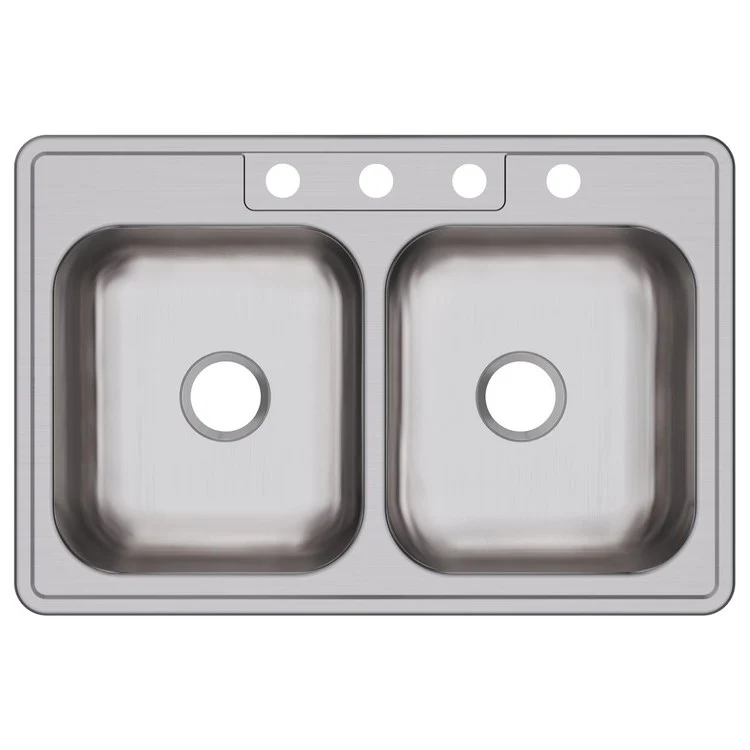 Kitchen Sink Dayton 33 x 22 Inch Double Bowl Equal 4 Hole Satin Drop-In 8-1/5 Inch - Frankwebs