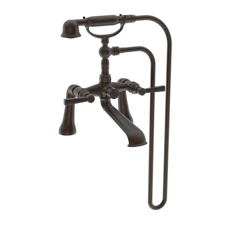 Tub Filler Astor Deck Mount Exposed with Handshower 7-1/4 Inch Spread 2 Lever ADA Antique Nickel 2 Hole - Frankwebs