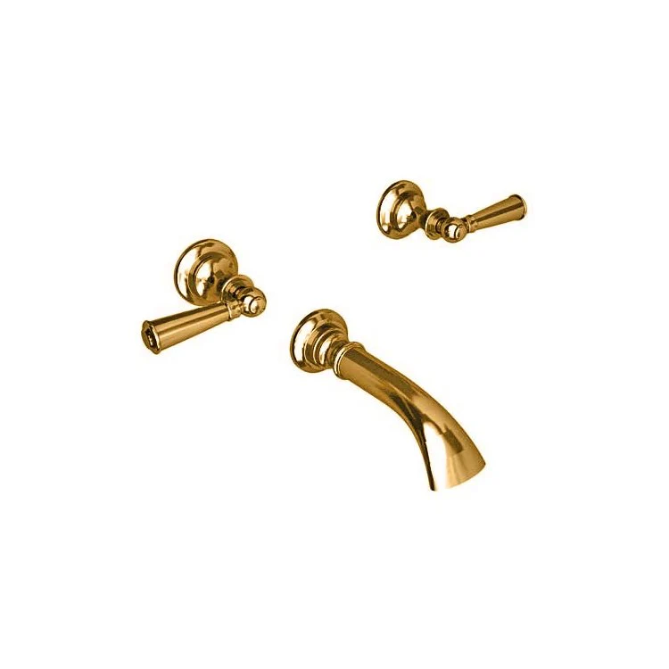 Tub Filler Trim Sutton Wall Mount 2 Lever Antique Brass ADA 7-7/8 Inch Spread - Frankwebs