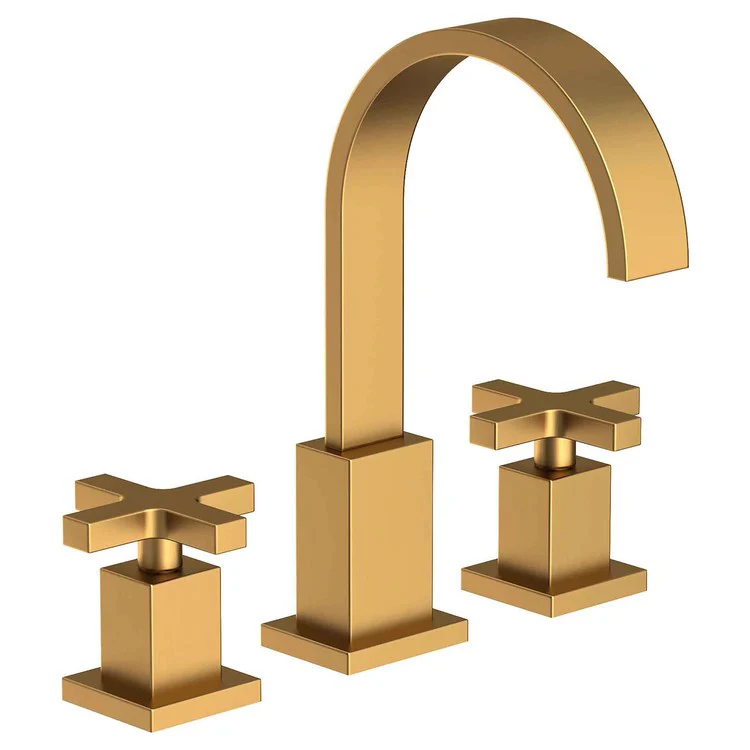Lavatory Faucet Secant Widespread 8 to 20 Inch Spread 2 Cross ADA Antique Brass 1.2 Gallons per Minute Brass Spout Height 6-3/4 Inch - Frankwebs