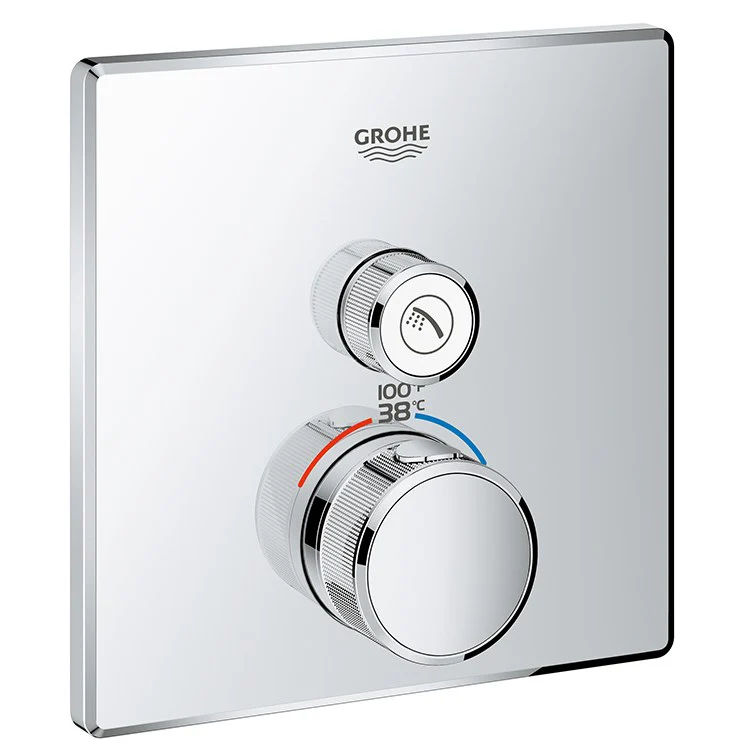 Grohtherm SmartControl Single-Function Square Thermostatic Valve Trim with Control Module - Frankwebs