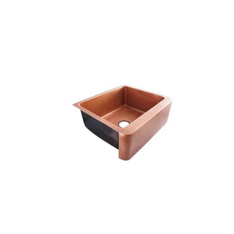 Kitchen Sink 36L x 22W Inch Single Bowl Bentley Farmer Hammered Interior Smooth Antique Copper Round Edge Rectangle - Frankwebs