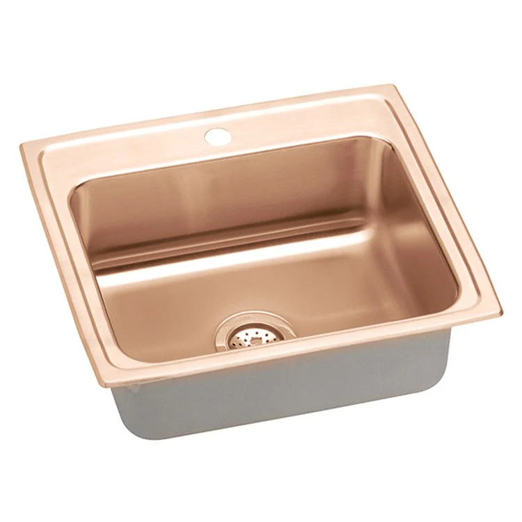 Kitchen Sink 22 x 19.5 Inch Single Bowl 1 Hole ADA Copper Drop-In Rectangle Drain Location Rear Center Depth 5-1/2 Inch Full Spray Sides and Bottom - Frankwebs