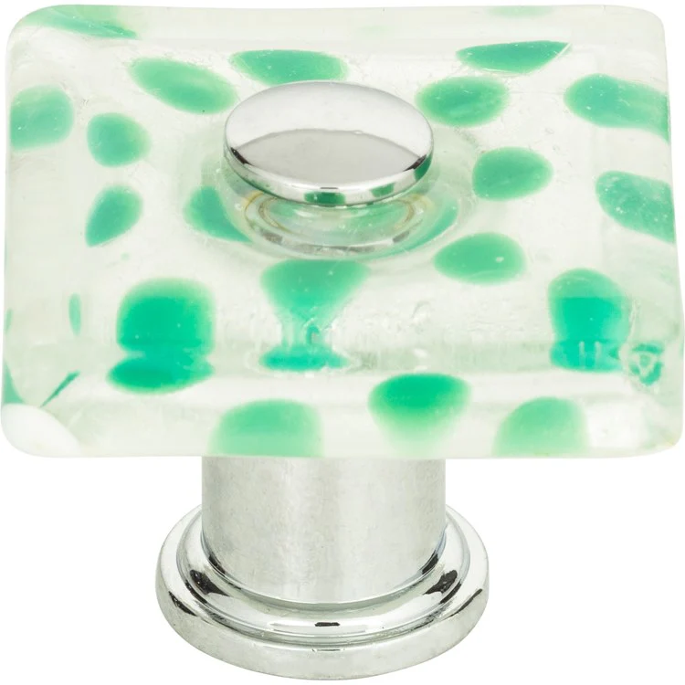 Knob Atlas Emerald Polka Dot Glass Polished Chrome Brass & Glass 1-1/2 Inch - Frankwebs