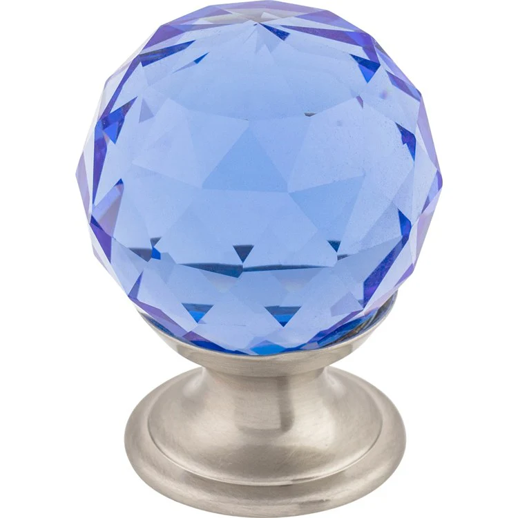 Knob Crystal Blue for Decorative Hardware Brushed Satin Nickel Brass 1-1/8 Inch 1-1/2 Inch - Frankwebs