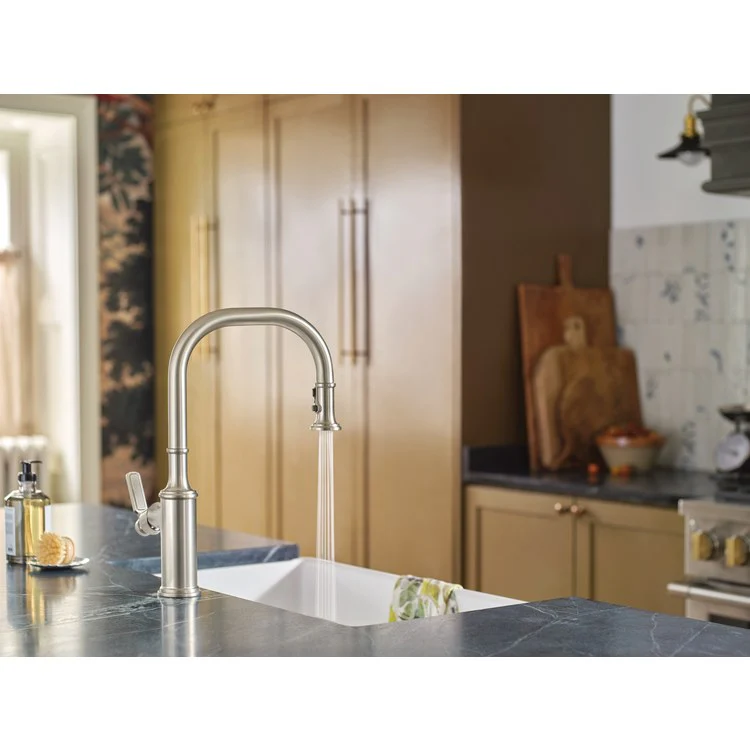 Kitchen Faucet Smyth 1 Lever ADA Spot Resist Stainless High Arc 1/3 Hole PowerBoost 1.5 Gallons per Minute - Frankwebs