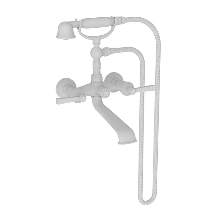 Tub Filler Miro Wall Mount Exposed with Handshower 6 Inch Spread 2 Lever ADA Satin Gold PVD 2 Hole - Frankwebs