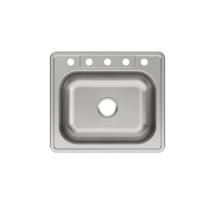 Kitchen Sink Dayton 25 x 22 Inch Single Bowl 5 Hole Elite Satin Drop-In Drain Location Center Bottom Only Pads - Frankwebs
