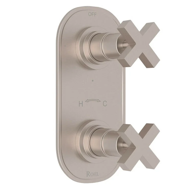 Thermostatic Trim Lombardia 1/2 Inch with Diverter 2 Cross Polished Nickel 6.7 Gallons per Minute Brass - Frankwebs