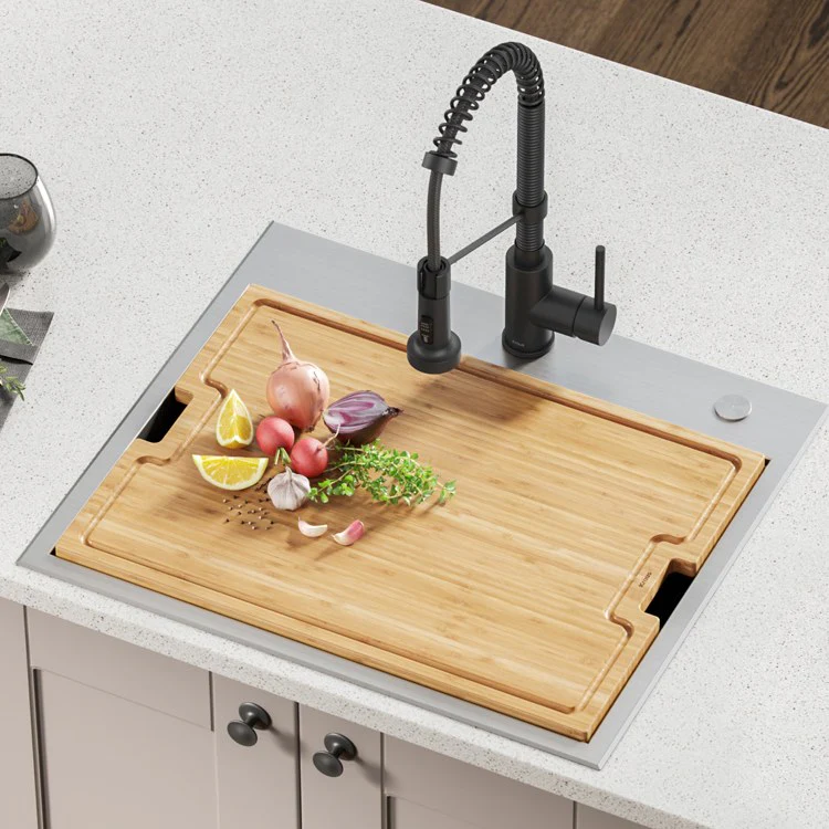 Workstation Kitchen Sink Solid Bamboo Cutting Board/Serving Board - Frankwebs
