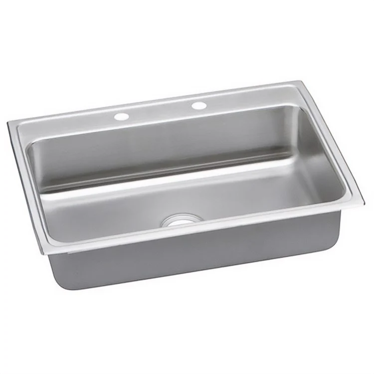 Kitchen Sink Lustertone Classic 31 x 22 Inch Single Bowl MR2 Hole ADA Lustrous Highlighted Satin Top Mount Rectangle Drain Location Rear Center Depth 6-1/2 Inch Quick Clip Mounting System Full Spray Sides and Bottom - Frankwebs