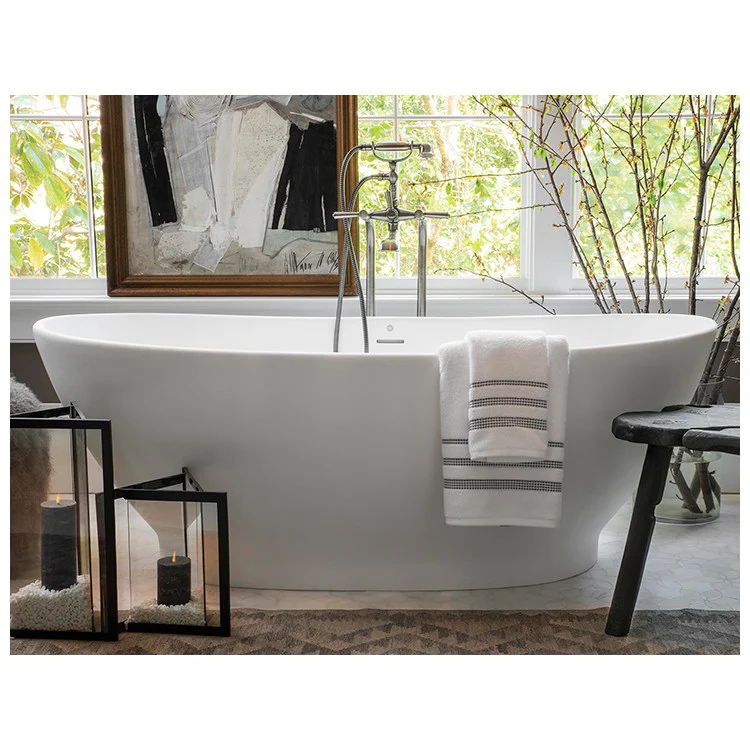 Air Tub Elise 66 x 34 Inch Freestanding Air Bath Center White Gloss Oval Sculpturestone 90 Gallons 22-1/2 Inch - Frankwebs