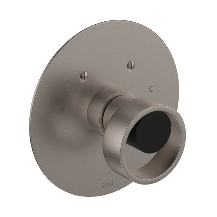 Thermostatic Trim Eclissi 3/4 Inch without Volume Control 1 Circular Handle Matte Black/Satin Nickel 12 Gallons per Minute Brass - Frankwebs