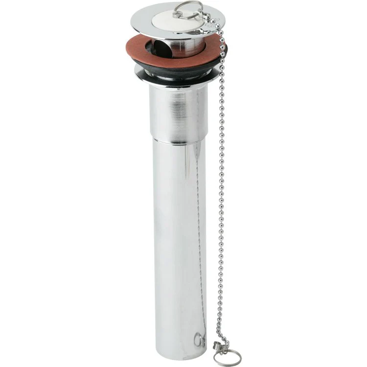 Drain Fitting with Rubber Stopper Ring and Chain 2 x 9 Inch Brass - Frankwebs
