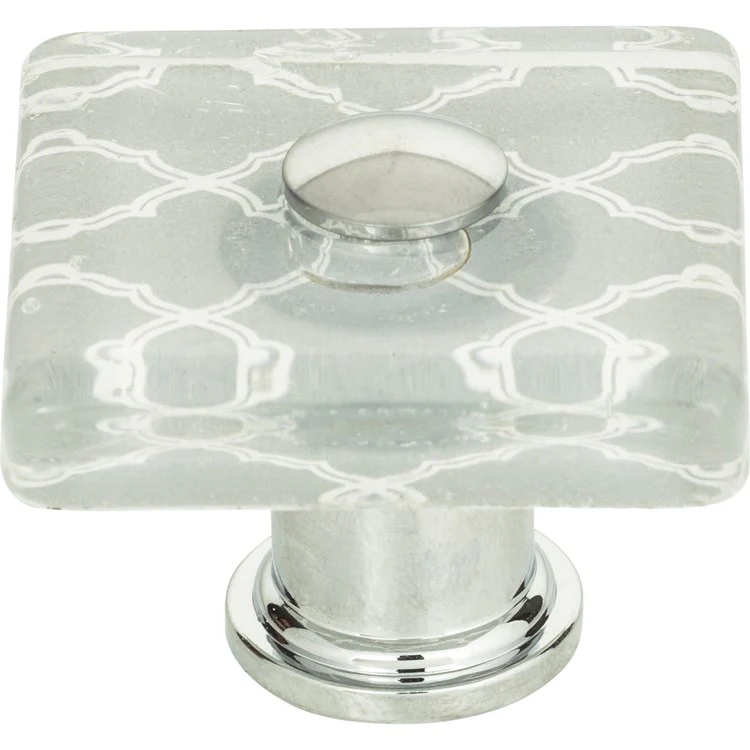 Knob Atlas Quatrefoil Glass Square Polished Chrome Brass & Glass 1-1/2 Inch - Frankwebs