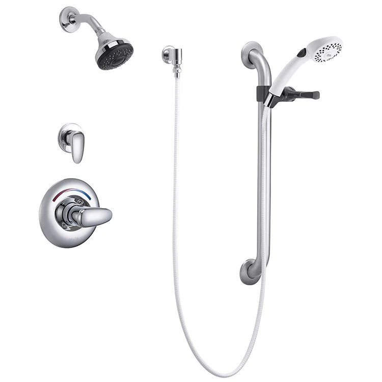 Commercial Monitor 13H Series Pressure Balance Shower/Handshower Trim with Slide/Grab Bar - Frankwebs