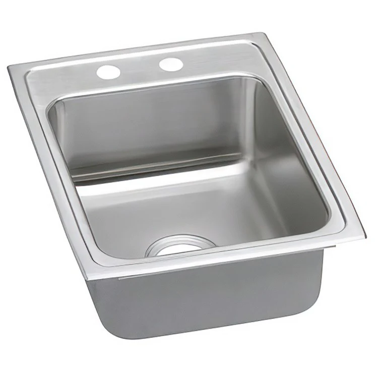 Kitchen Sink Lustertone Classic 17 x 22 Inch Single Bowl MR2 Hole ADA Lustrous Satin Drop-In Rectangle Drain Location Rear Center Depth 5 Inch Quick Clip Mounting System Bottom Only Pads - Frankwebs