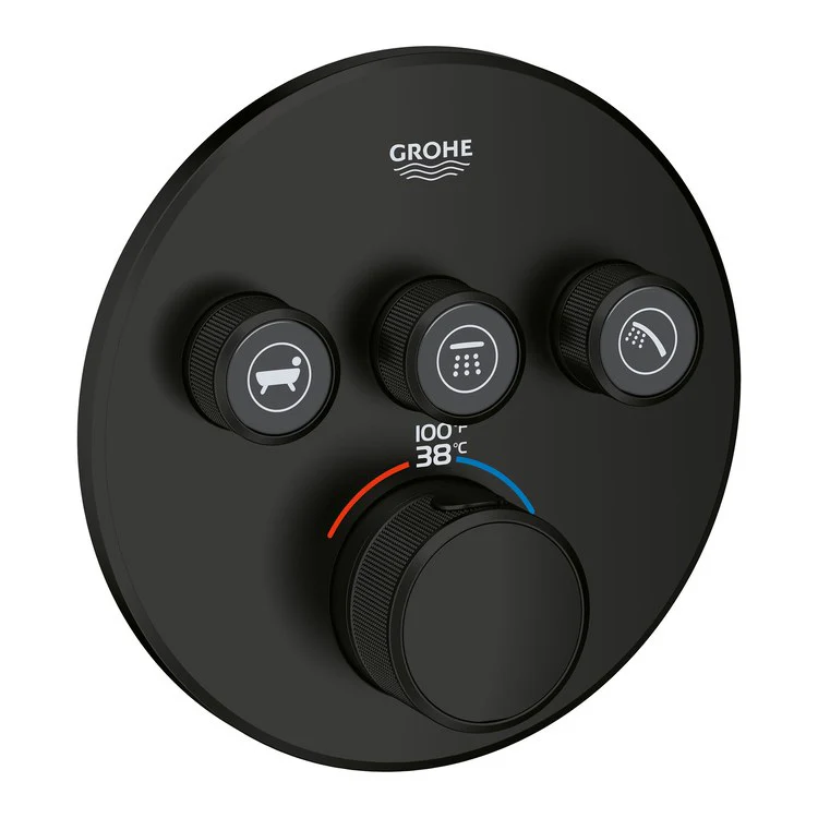 Grohtherm SmartControl Triple-Function Round Thermostatic Valve Trim with Control Module - Frankwebs