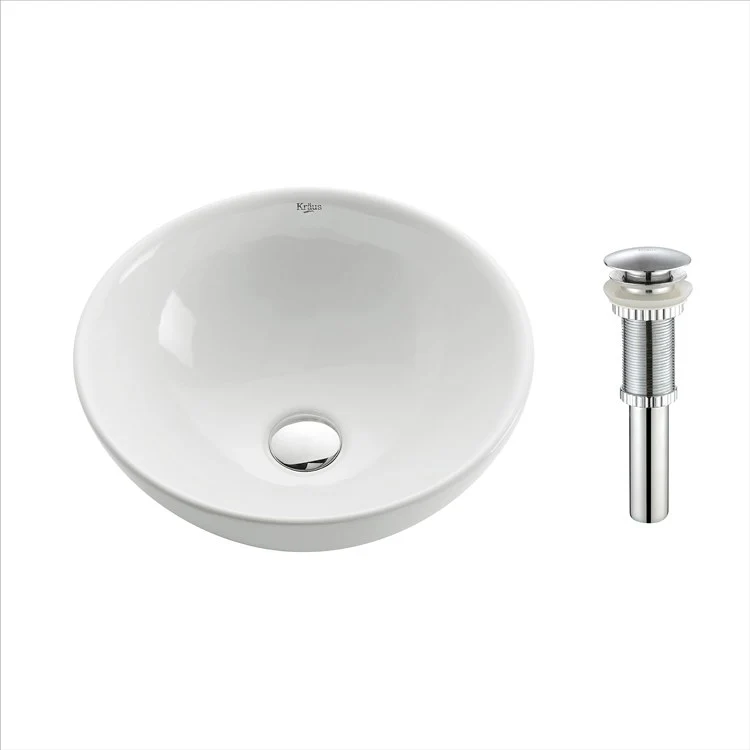 Soft Round Ceramic Bathroom Vessel Sink with Pop-Up Drain - Frankwebs
