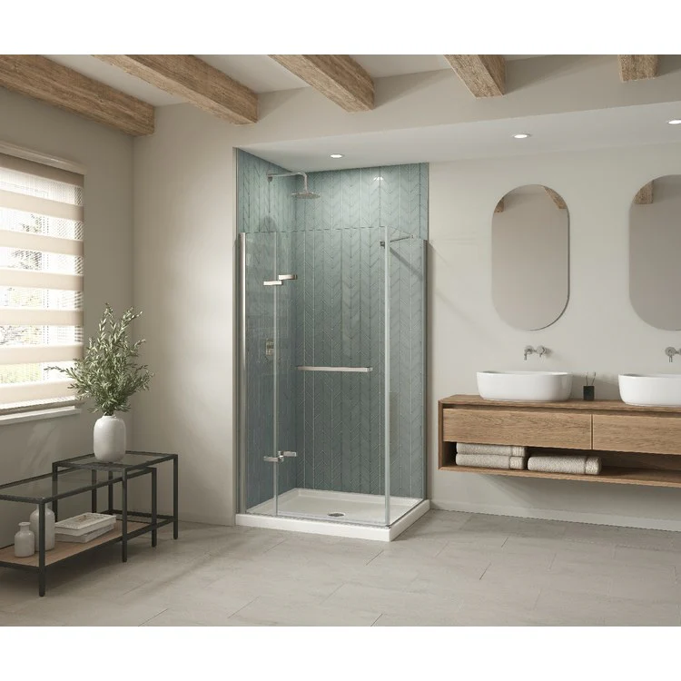 Shower Base B3 Corner Left Stabili-T Round Drain White 48 x 32 Inch Acrylic - Frankwebs