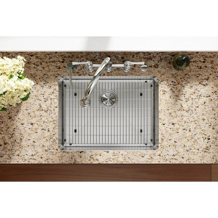 Kitchen Sink Crosstown 25 x 22 Inch Single Bowl 5 Hole ADA Polished Satin Drop-In Undermount Rectangle Drain Location Rear Center Depth 6 Inch Sound Guard - Frankwebs