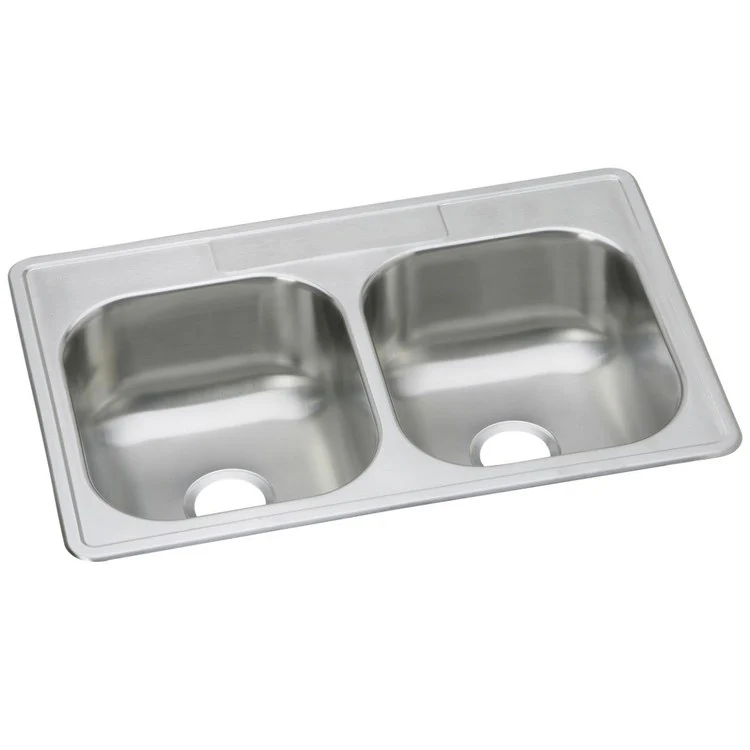 Kitchen Sink Dayton 33 x 22 Inch Double Bowl Equal Elite Satin Top Mount - Frankwebs