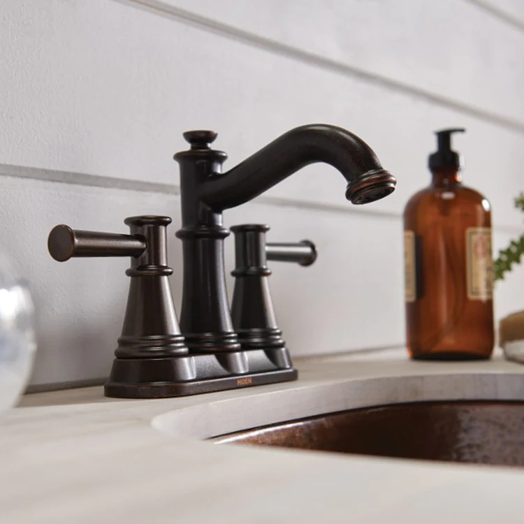 Belfield Two Handle High-Arc Centerset Bathroom Faucet with Drain - Frankwebs