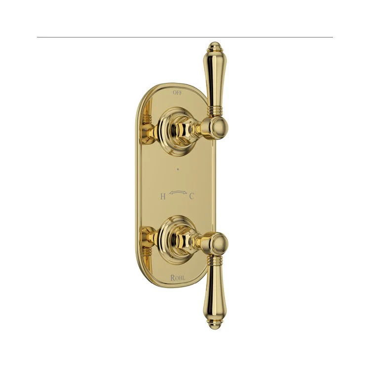 Thermostatic Trim 1/2 Inch with Diverter 2 Metal Lever Unlacquered Brass 6.7 Gallons per Minute Brass - Frankwebs