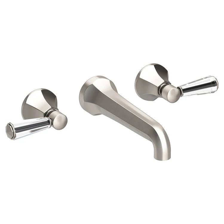 Lavatory Faucet Metropole Wall Mount 8 Inch Spread 2 Lever ADA WaterSense Midnight Chrome 1.2 Gallons Per Minute Brass/Crystal Less Drain Spout Reach 7-1/2 Inch - Frankwebs