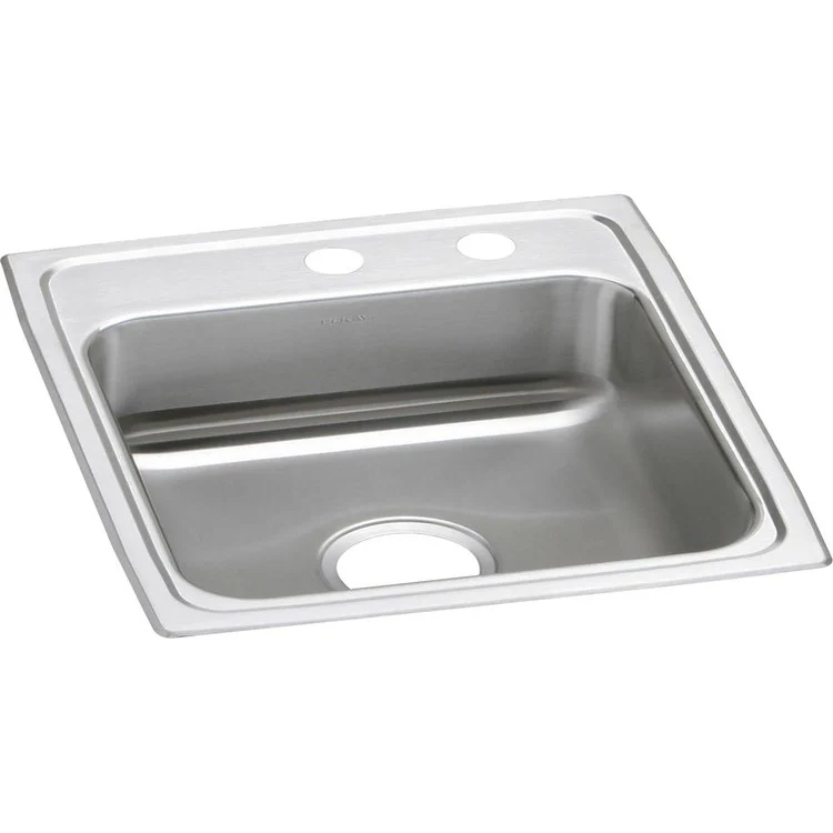 Kitchen Sink Lustertone Classic 17 x 20 Inch Single Bowl MR2 Hole ADA Lustrous Satin Drop-In Rectangle Drain Location Rear Center Depth 6 Inch Bottom Only Pads - Frankwebs