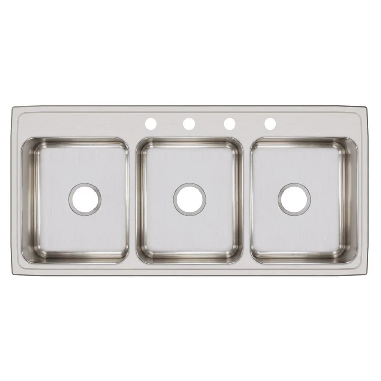 Kitchen Sink Lustertone Classic 46 x 22 Inch Triple Bowl 4 Hole Lustrous Satin Drop-In Drain Location Center Bottom Only Pads - Frankwebs