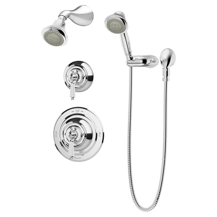 Shower Trim Carrington Round with Handshower 2 Lever Polished Chrome ADA 1.5 Gallons per Minute 3 Function Round Showerhead; 3 Function Round Handshower - Frankwebs