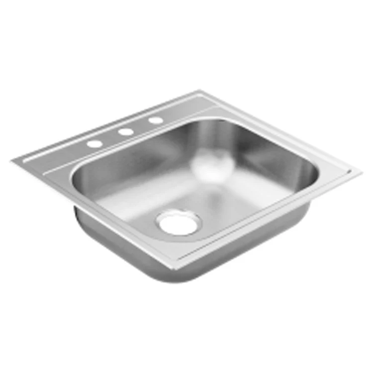 Kitchen Sink 2200 Series 25 x 22 Inch Single Bowl 3 Hole FHA ADA Brushed/Satin Stainless Drop In Round Edge Rectangle Drain Location Rear Depth 6-1/2 Inch - Frankwebs