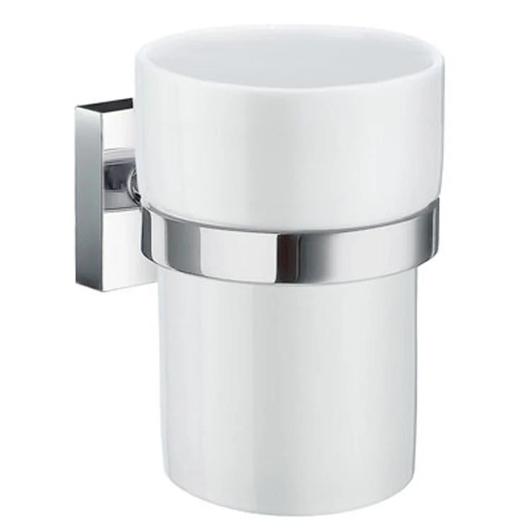 Tumbler Holder House Polished Chrome Porcelain Wall Mount Brass 3-6/7 x 3 x 3-2/3 Inch - Frankwebs