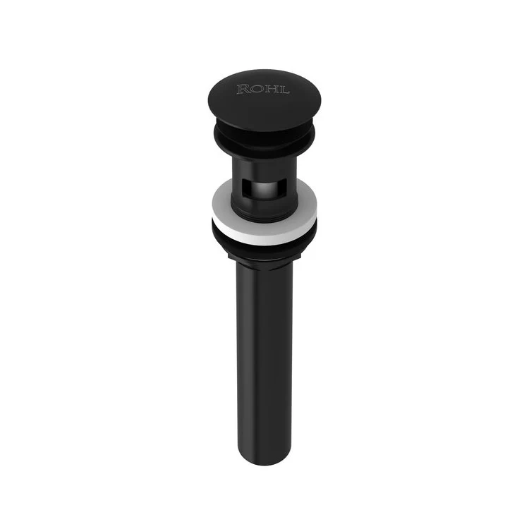 Push Drain Slotted Touch Seal Dome with 6 Inch Tailpiece 2-1/2 x 2-1/2 x 8-7/16 Inch Matte Black Brass for Drains - Frankwebs