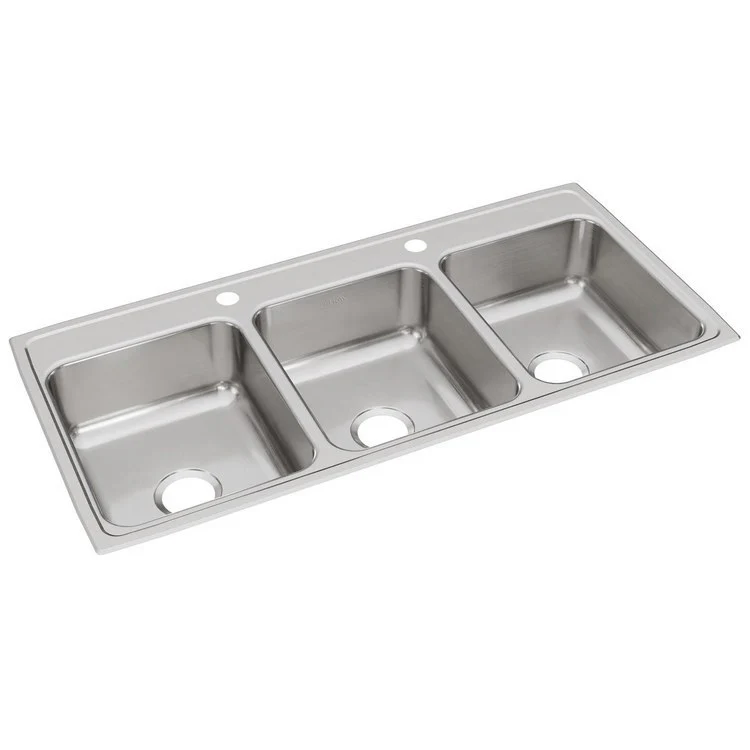 Kitchen Sink Lustertone Classic 46 x 22 Inch Triple Bowl 2 Hole Lustrous Satin Drop-In Drain Location Center Bottom Only Pads - Frankwebs