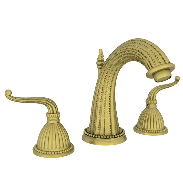 Lavatory Faucet Alexandria Widespread 8 to 20 Inch Spread 2 Lever ADA Antique Brass 1.2 Gallons per Minute Brass Spout Height 4-11/16 Inch - Frankwebs