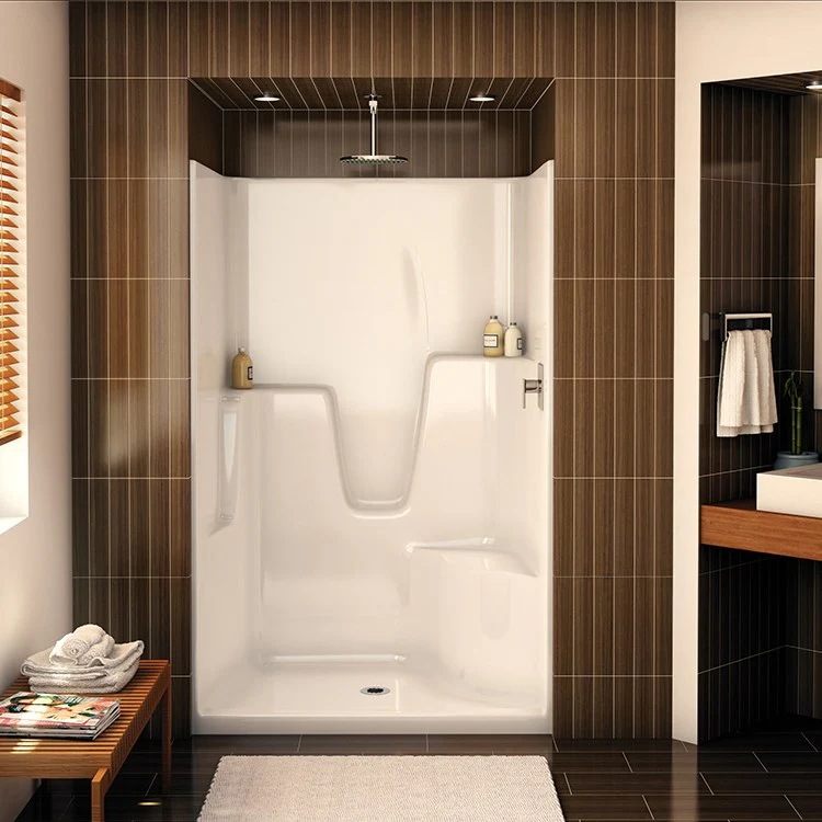 Shower Module 48 Inch AcrylX White 1 Pieces Right Hand Contoured Corner Seat Above Floor Rough - Frankwebs