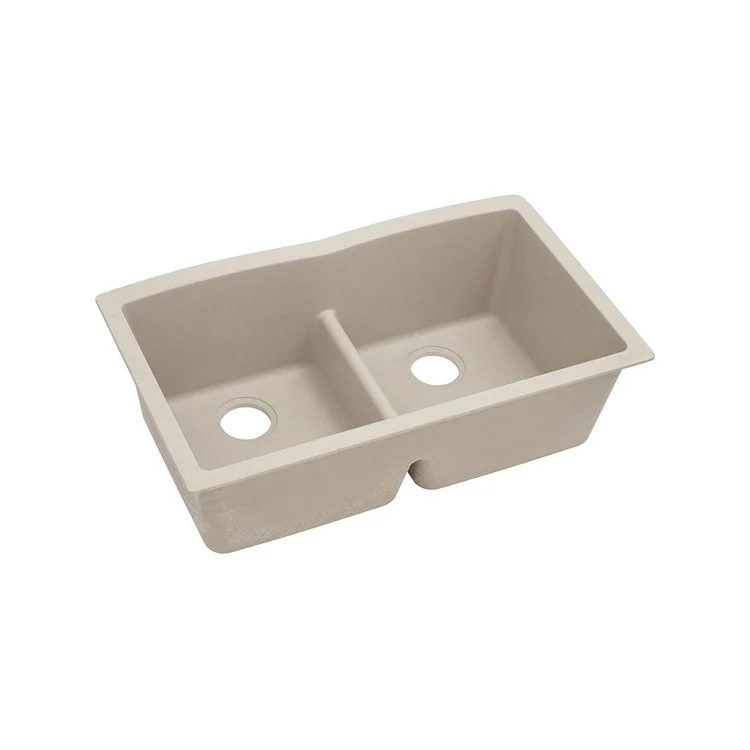 Kitchen Sink Quartz Classic 33 x 19 Inch Double Bowl Equal with Aqua Divide Dusk Gray Undermount - Frankwebs