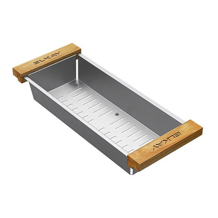 Colander Crosstown with Handles 17 x 7 Inch Polished Satin Stainless Steel Wood for Sink 16-6/7 Inch - Frankwebs