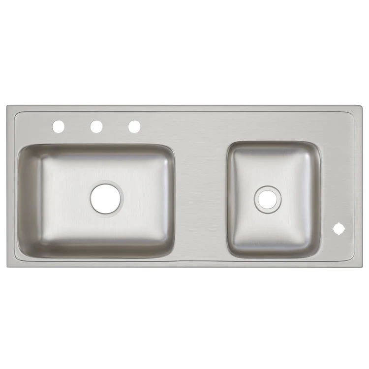 Classroom Sink Lustertone 37.25 x 17 Inch Double Bowl ADA Right 4 Hole Lustrous Satin Drop-In Minimum Cabinet Size 42 Inch 6 Inch 18 Gauge Bottom Only Pads 64090014 Mounting Hardware Included for Countertops Up to 3/4IN - Frankwebs