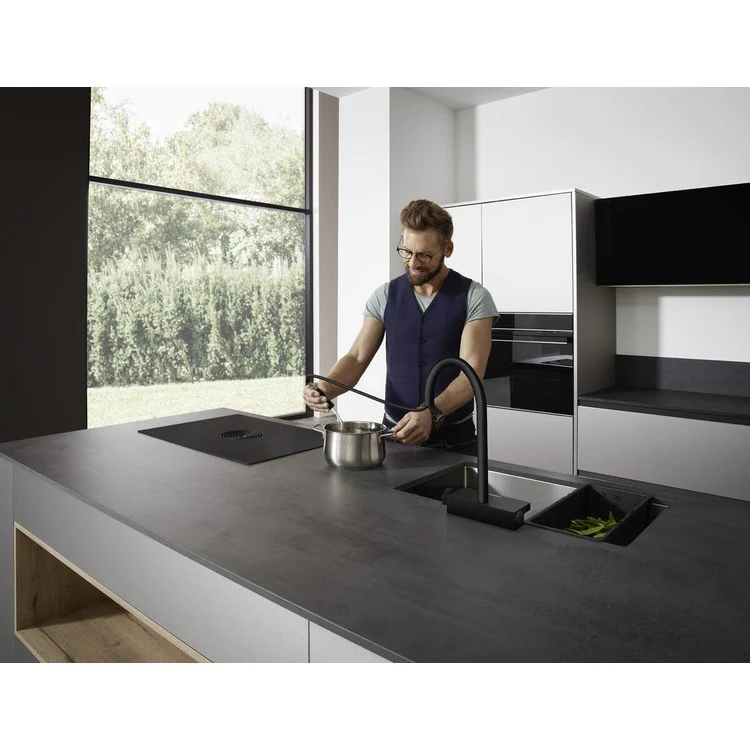 Kitchen Faucet Aquno Select 1 Lever Matte Black Pull Down 3 Function Gooseneck 150 Degree Swivel 1.75 Gallons per Minute - Frankwebs