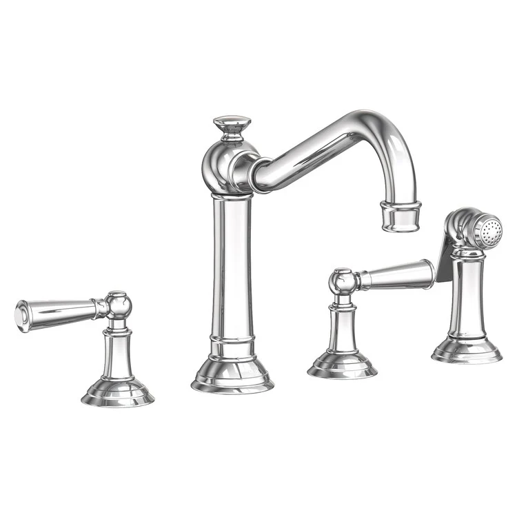 Kitchen Faucet Jacobean Widespread 8 Inch Spread 2 Lever ADA English Bronze Sidespray Spout Height 6 Inch 1.8 Gallons per Minute - Frankwebs