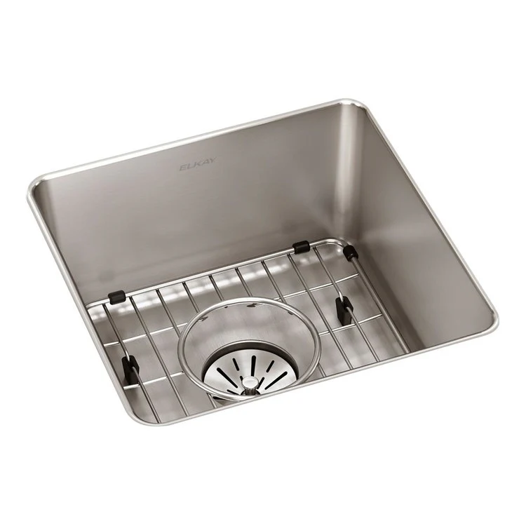 Sink Kit Lustertone Iconix Perfect Drain 14.5 x 14.5 Inch Single Bowl Luminous Satin One EBG1010 Bottom Grid One LKPD1 Perfect Drain and Strainer - Frankwebs