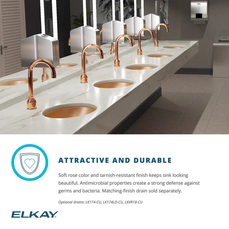 Lavatory Sink CuVerro 19.5 x 16.5 Inch Oval ADA Lustrous Satin LKF293-CU Overflow Assembly - Frankwebs