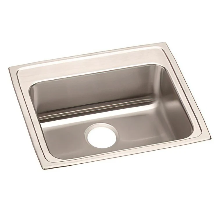 Kitchen Sink Lustertone Classic 25 x 21.25 Inch Single Bowl ADA Lustrous Satin Drop-In Rectangle Drain Location Rear Center Depth 6-1/2 Inch Bottom Only Pads - Frankwebs