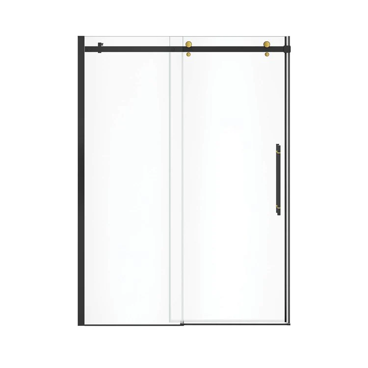 Shower Door Vela Sliding 59L x 78-3/4H Inch Matte Black/Brushed Gold Clear 5/16 Inch 56-1/2 to 59x78-3/4 Inch - Frankwebs